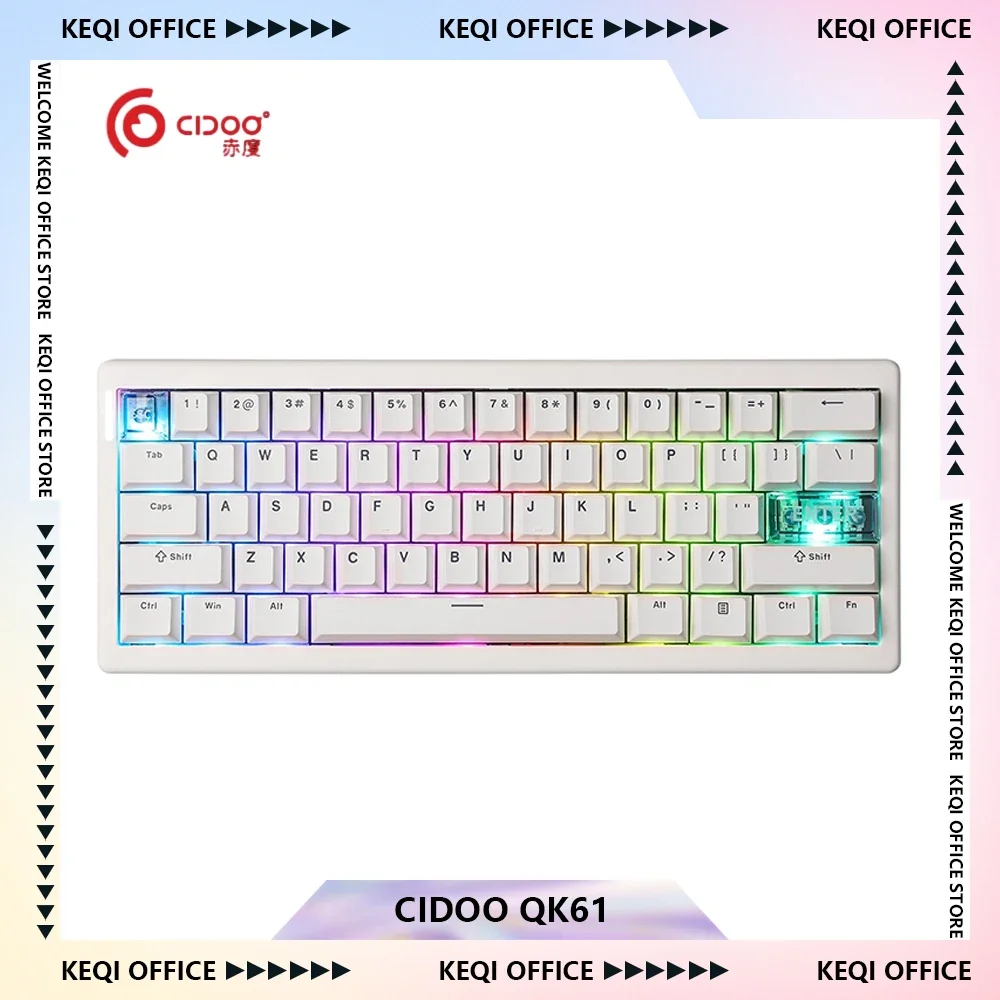 

Механическая клавиатура Cidoo Qk61 Qmk Bluetooth, 3-режимная беспроводная прокладка с возможностью горячей замены, настройка клавиатуры, офисная игровая клавиатура