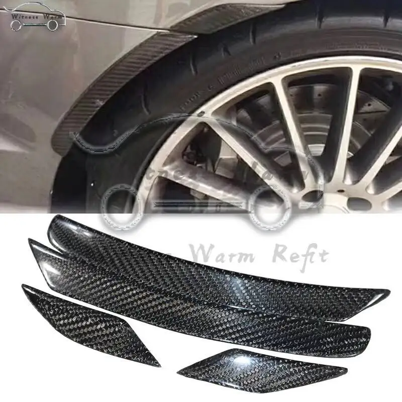 Real Carbon Fiber Rear Bumper Extensions for Mercedes Benz W204 C63 Amg Side Skirt Carbon Small Wheel Eyebrow 2007-2014