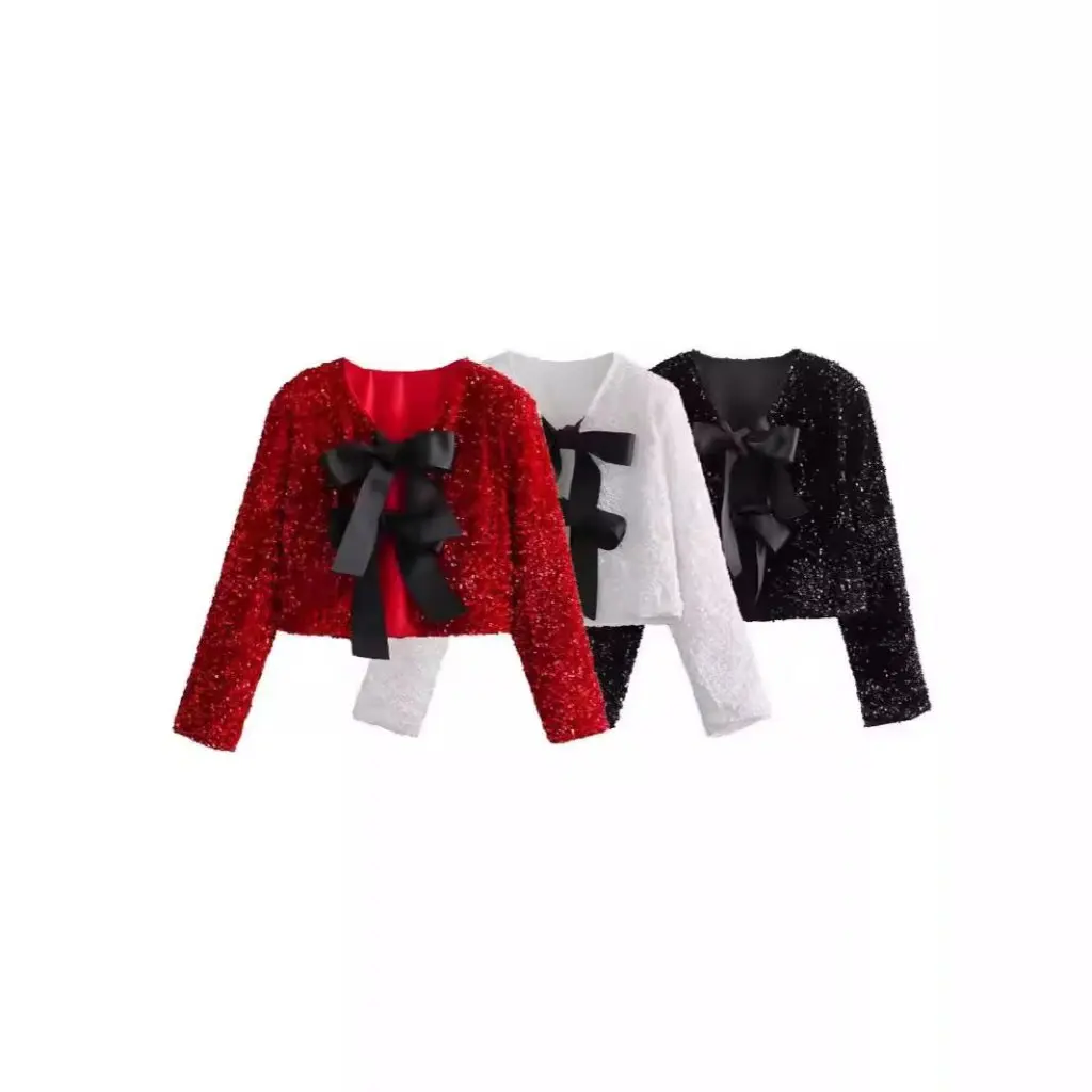 Zatrax- Mantel Pendek Wanita Musim Semi Gugur Gaya Eropa Amerika 3-Warna Bahan Asli Kerah Berhias Manik-Manik Kulit