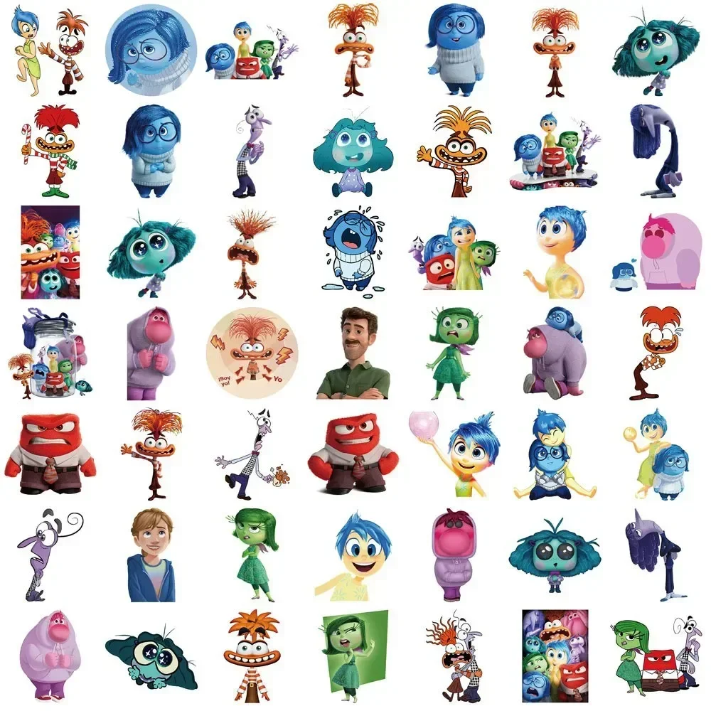 50pcs Disney Cartoon Movie Inside Out 2 Stickers Toys for Laptop Luggage Waterproof Skateboard Waterproof Graffiti Sticker Gifts