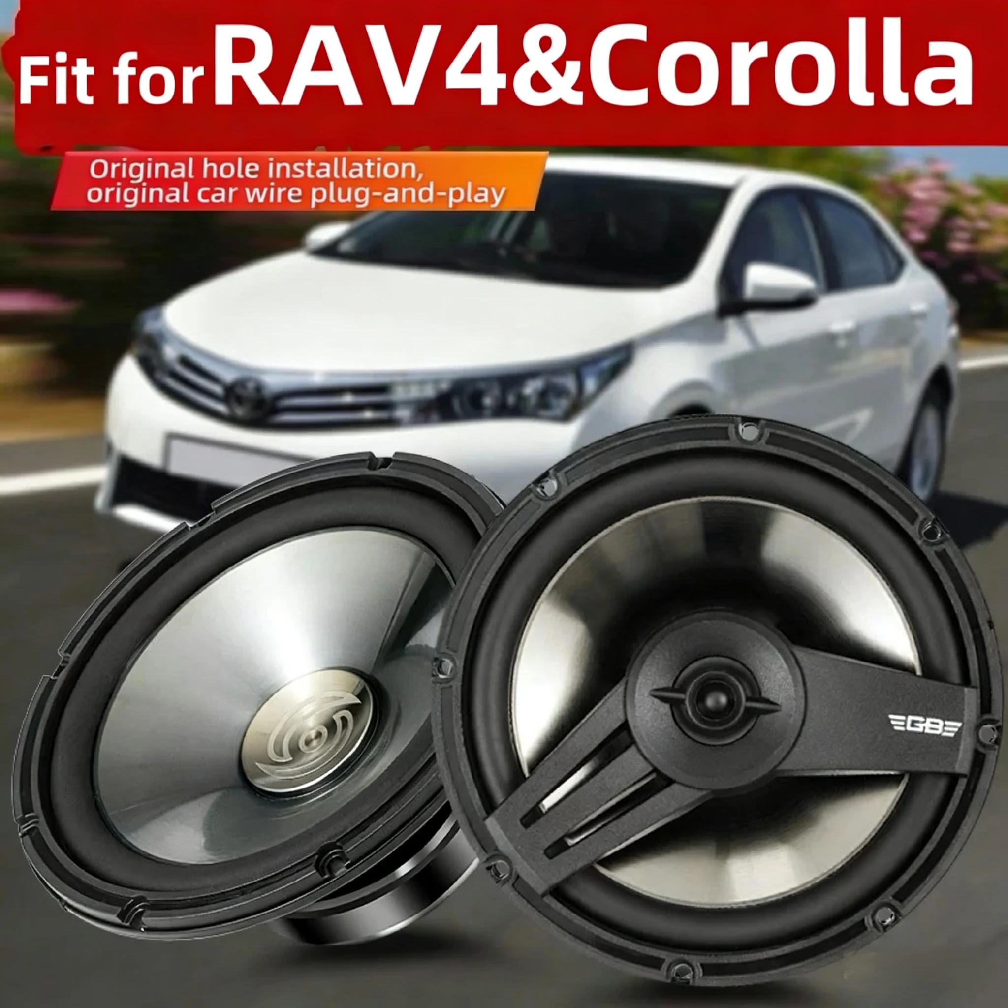 Car Speakers 6.5Inch for Toyota Corolla RAV4, Front Rear Door Audio Speakers, Plug and Play, No Damage Installation