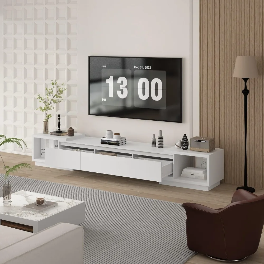 

TV Cabinet with Drawers, Contemporary Entertainment Center Media Storage Console Table for L