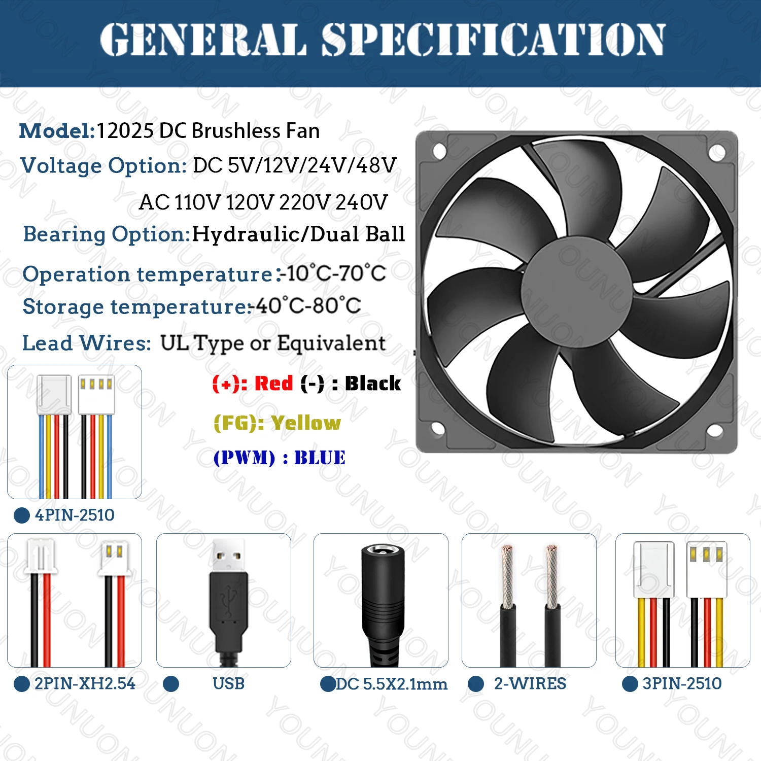 Wentylator chłodzący Double Ball 120x120x25mm DC 5V 12V 24V 48V 12cm 120mm Wentylator chłodzący 12025 Wentylator obudowy komputera Btc Server PC Wentylator chłodzący — zdjęcie produktu 2
