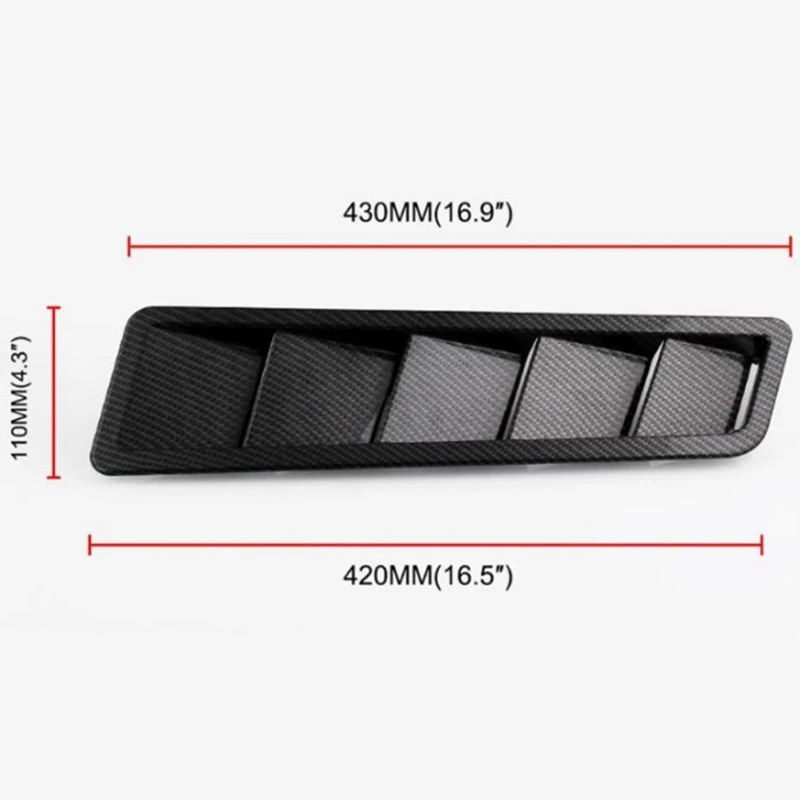 2Pcs Universal Carbon Fiber Style Hood Vents For Mustang Air Flow Intake Hood Self-Adhesive Louver Window Cooling Panel