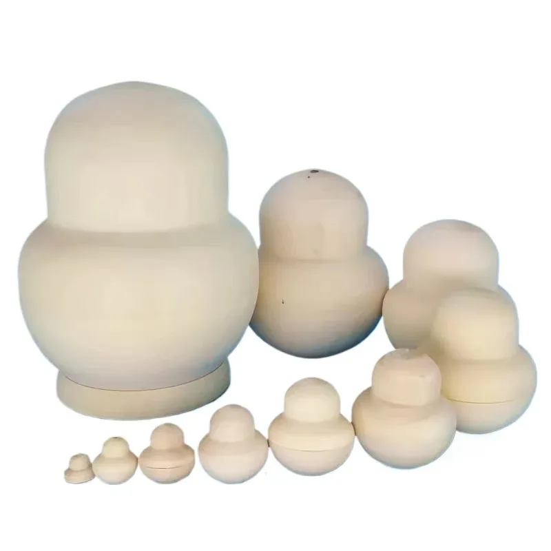 Blank Unpainted Matryoshka Wishing Dolls Wooden Nesting Doll Set for Creative Art Projects for Kids and Family Crafting