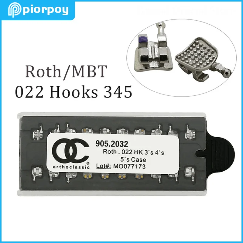 PIORPOY 1 zestaw aparat ortodontyczny na zęby ortodontyczne metalowe wsporniki MIM Monoblock Roth MBT 022 018 haki 345 akcesoria stomatologiczne