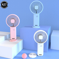 Portable Mini Fan USB Rechargeable Cooling Handheld Fans with Base Summer Outdoor 3 Speed Hand Hold Fan with Phone Holder