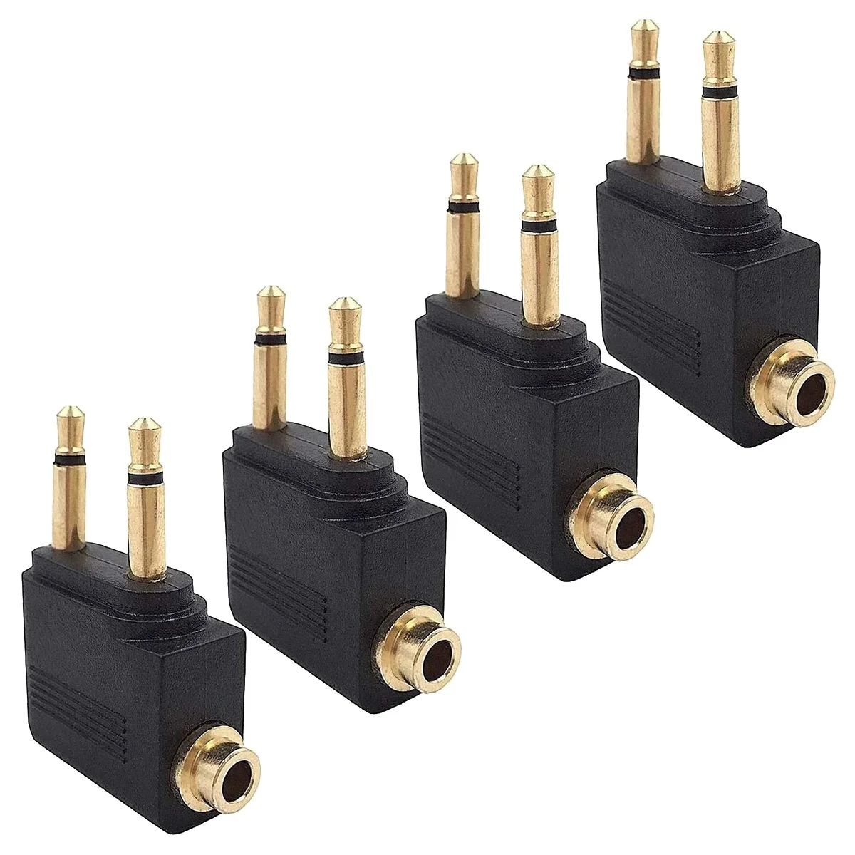 4 Pack Airplane Headphone Adapter ,Airline Airplane Flight Adapters for Headphones, Golden Plated 3.5Mm Jack