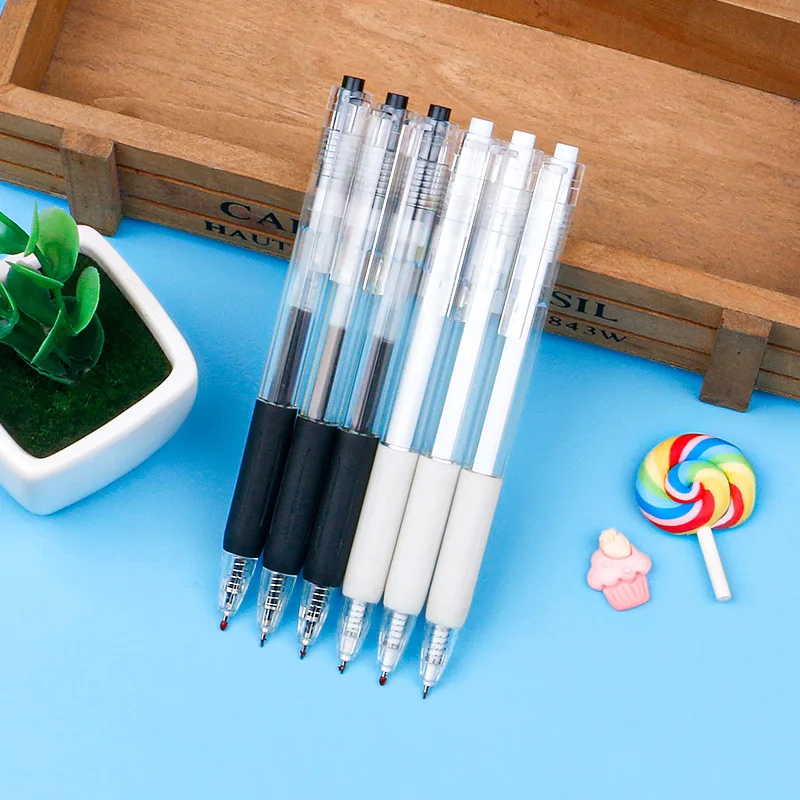 

50PCS Student brush question pen, press neutral pen, black quick drying water pen, office supplies, signature pen