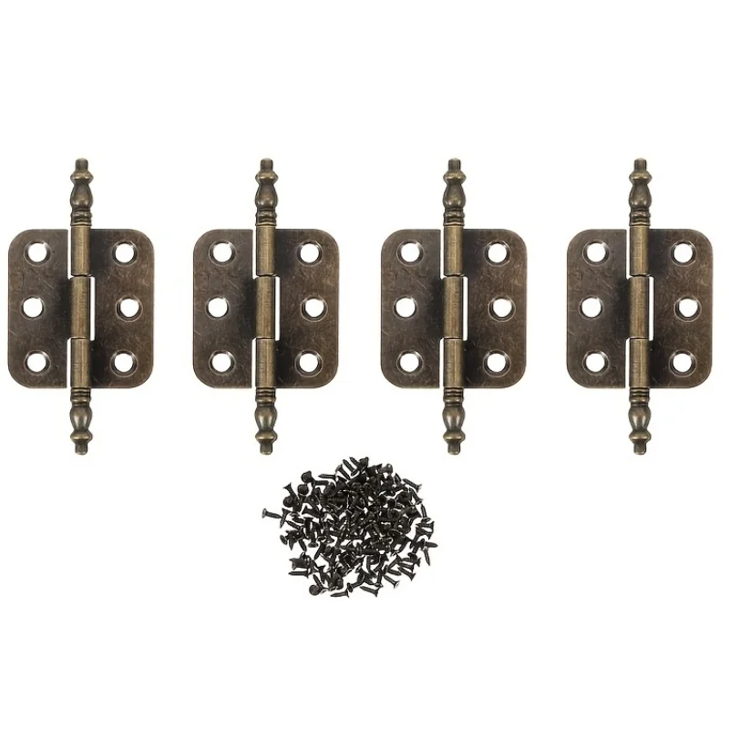 4PCS Antique Bronze Crown Hinges 6 Holes Jewelry Box Decorative Cabinet Hinge 6-pole Flat Hinge Box Packaging Hinge Buckle