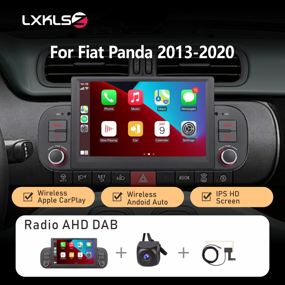 7Inch IPS Touch Screen Car Radio with AHD Rear View Camera Wireless Carplay Android Auto for Fiat Panda 2013-2020 with DAB+ image 3