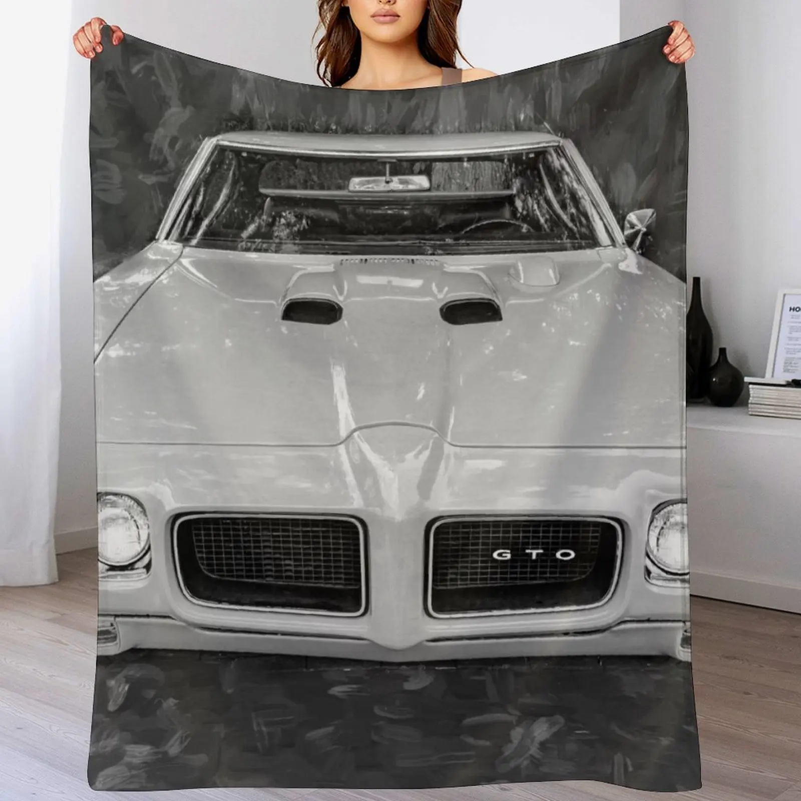 

1970 Orbit Orange Pontiac GTO Ram X111 Throw Blanket decorative Sofa Soft Plush Plaid Large Blankets
