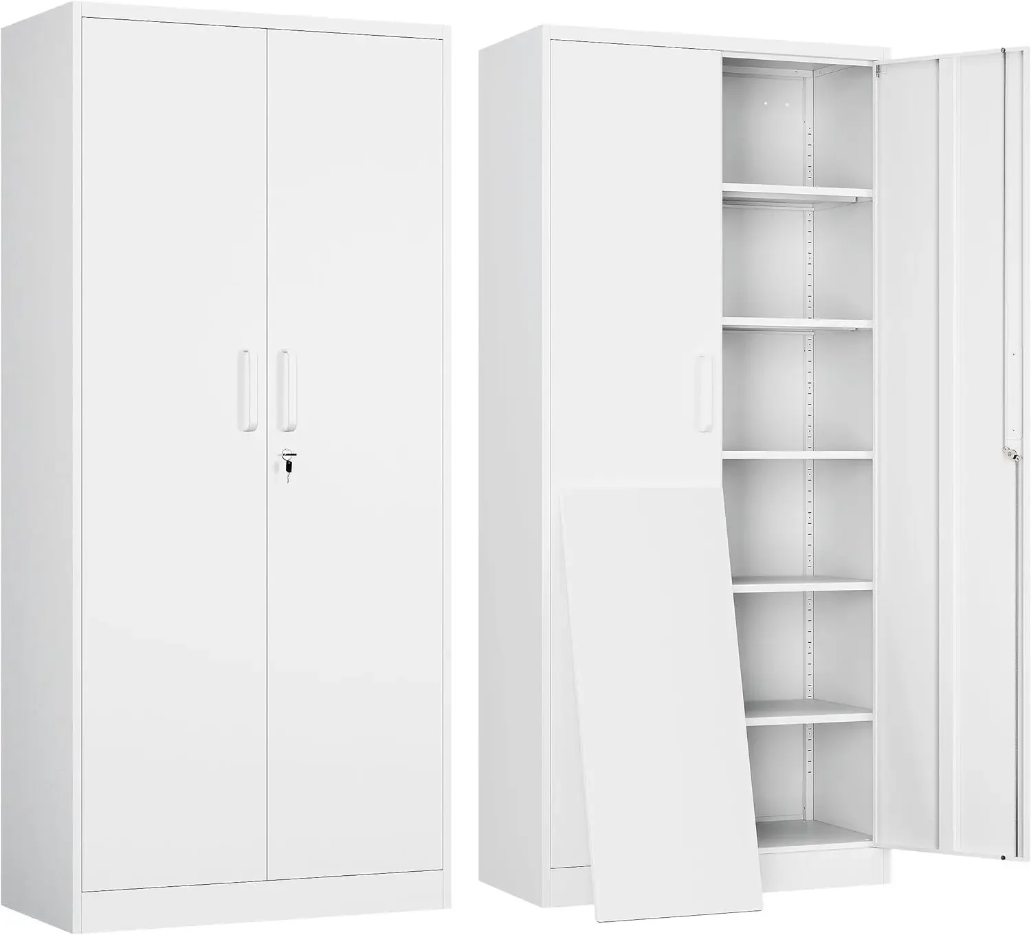 Garage Storage Cabinet with 2 Doors and 5 Adjustable Shelves - 71