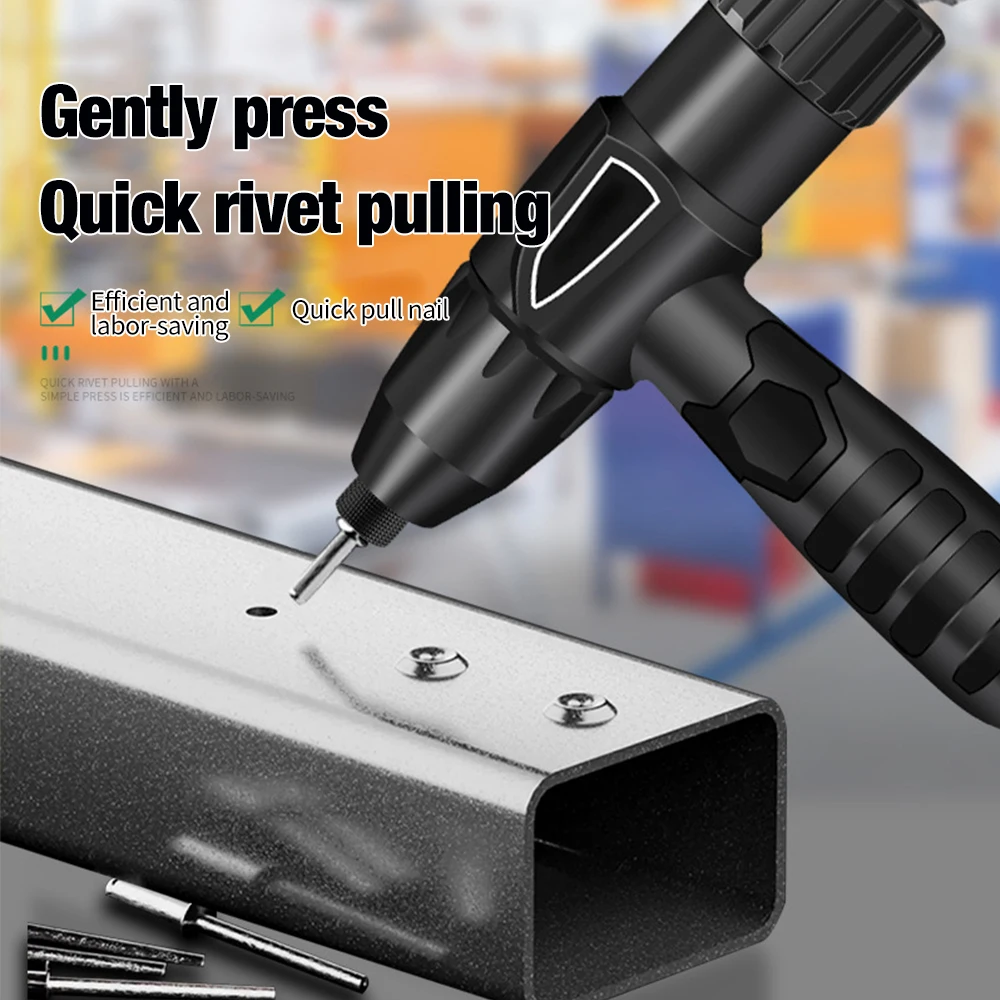 Electric Rivet Gun 2.4mm-4.8mm Integrated Without Installation, Rivet Nut Gun Drill Bit Adapter Cordless Riveting Tools