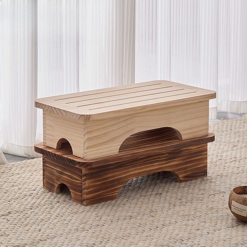 Solid Wood Small Board Footstool, Living Room Furniture Bedside Footrest Sofa Stool Table Cushion Height Increasing Pad Ottomans