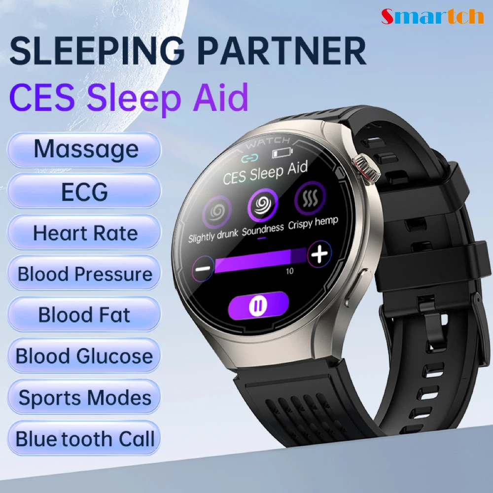 CES ayuda para dormir masaje ECG PPG azúcar en sangre BLood lipides ácido úrico salud reloj inteligente llamada de diente azul Smartwatch deportes Fitness