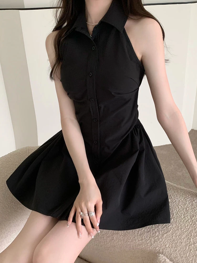 Dresses Women Summer A-line Solid Mini Girls Aesthetic Graceful Stylish Lovely Hot Sale Ladies Ulzzang Chic Vestidos Leisure Ins