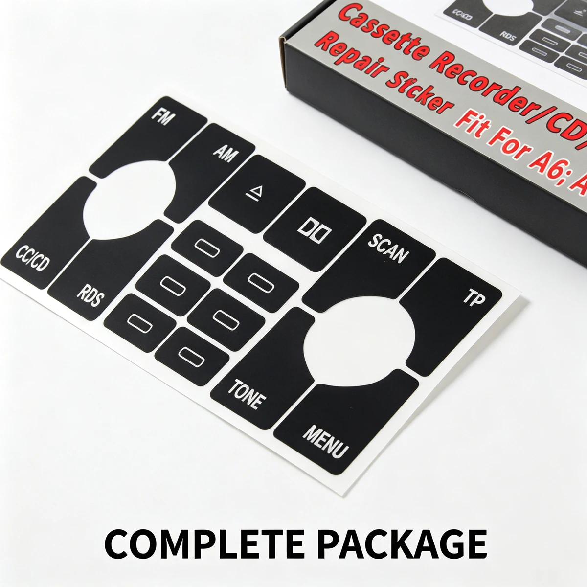 High Quality A Set Audio Button Repair Decals Stickers Fit for Audi A4 B6, A6 C5 CD Cassette Recorder Radio
