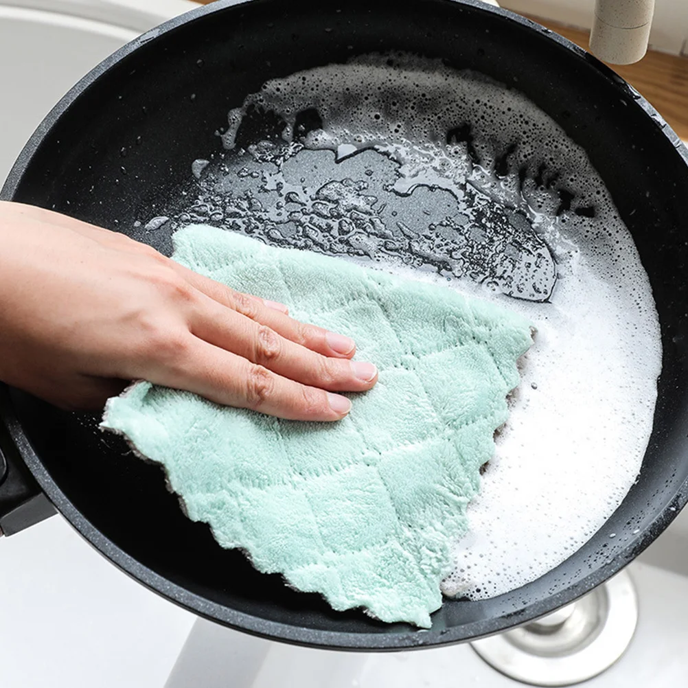 

5Pcs Solid Color Microfiber Dishcloth Lint-Free Absorbent Multipurpose Cleaning Rags Kitchen Window Furniture Towels