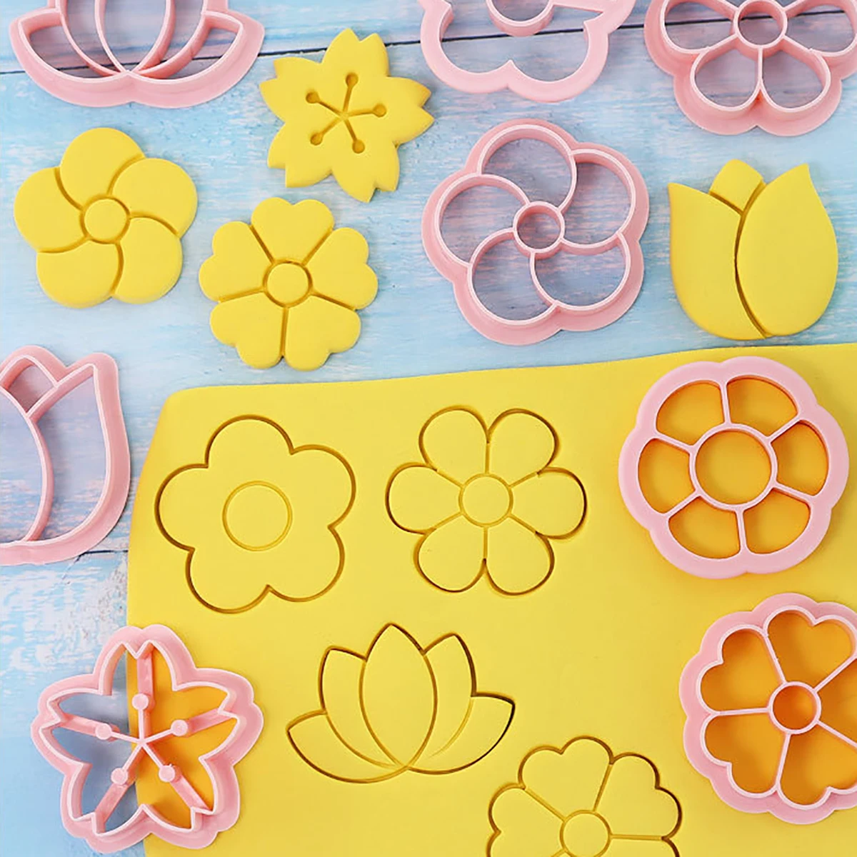 بسكويت للأطفال على شكل زهرة ، خبز قوالب ، معجنات ، فندان ، قواطع إطار طعام ، قاطع ختم بسكويت ، مجموعة 8