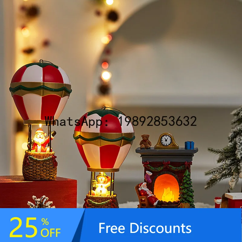 

XL Christmas Resin Ornaments Christmas Gifts Glowing Old Man Snowman Fireplace Holiday Decorations