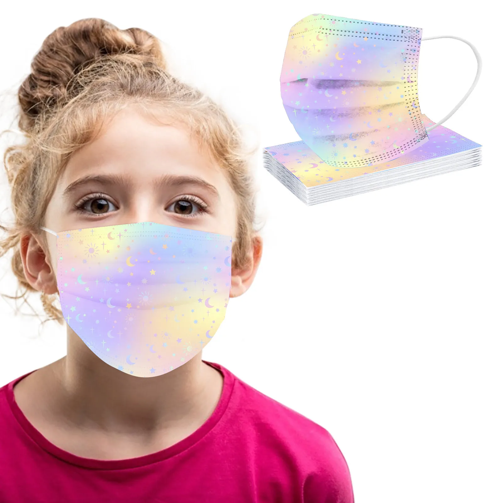 10 قطعة قناع الوجه للأطفال التعادل صبغ طباعة تنفس ثلاث طبقات قناع غير قابل لإعادة الاستخدام الأطفال طباعة الحماية في الهواء الطلق #4