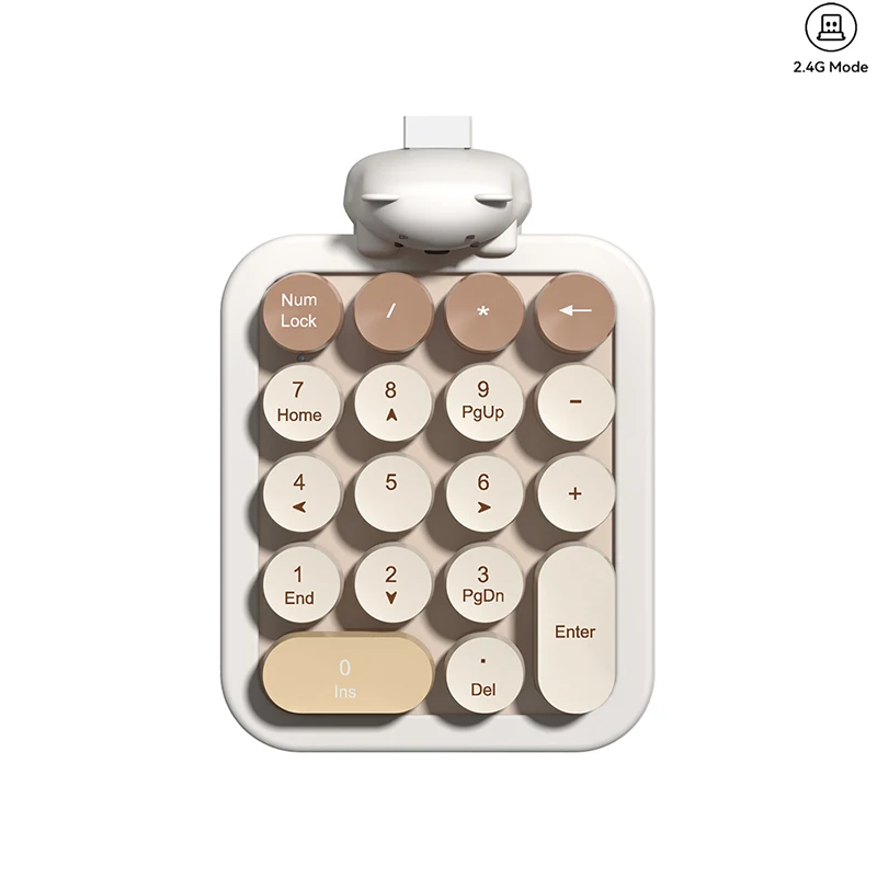 

MOFII Portable 2.4G Plug and Play Wireless Number Keyboard 18 Key Cute Bear Wireless Number Keypads for PC/Laptop(Blue/Mulk Tea)