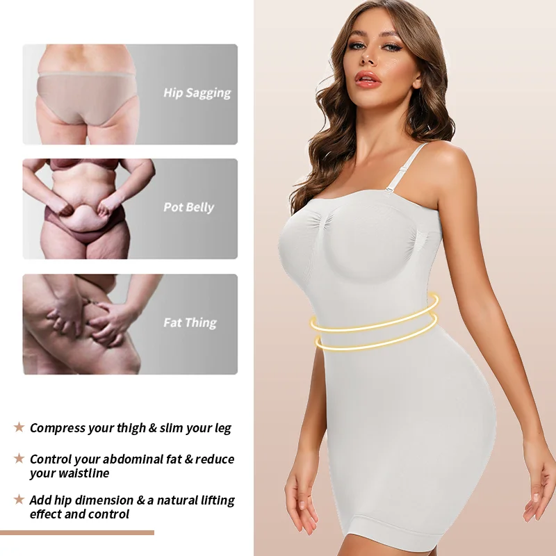 Women Shapewear Strapless Tube Slip Dress Mini Bodycon Dresses for Women  New Tanks Top Dress Slimming Underwear Corsets