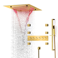 Luxury Gold Exquisite European Style Rain Shower Set 20 Inches Waterfall Bathroom Brass Mixer Showers Faucet Slide Shower System