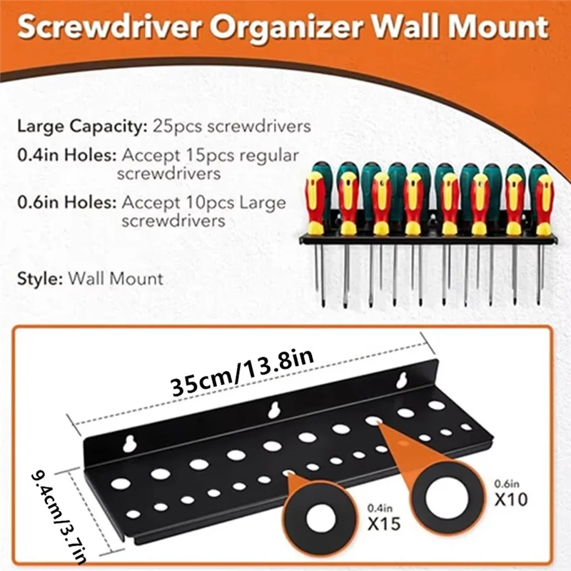 AAAN-Organizzatore per cacciaviti in metallo Forrepair Officina Appendiabiti Scaffale Hardware Appendiabiti Organizzatore di utensili Porta chiavi