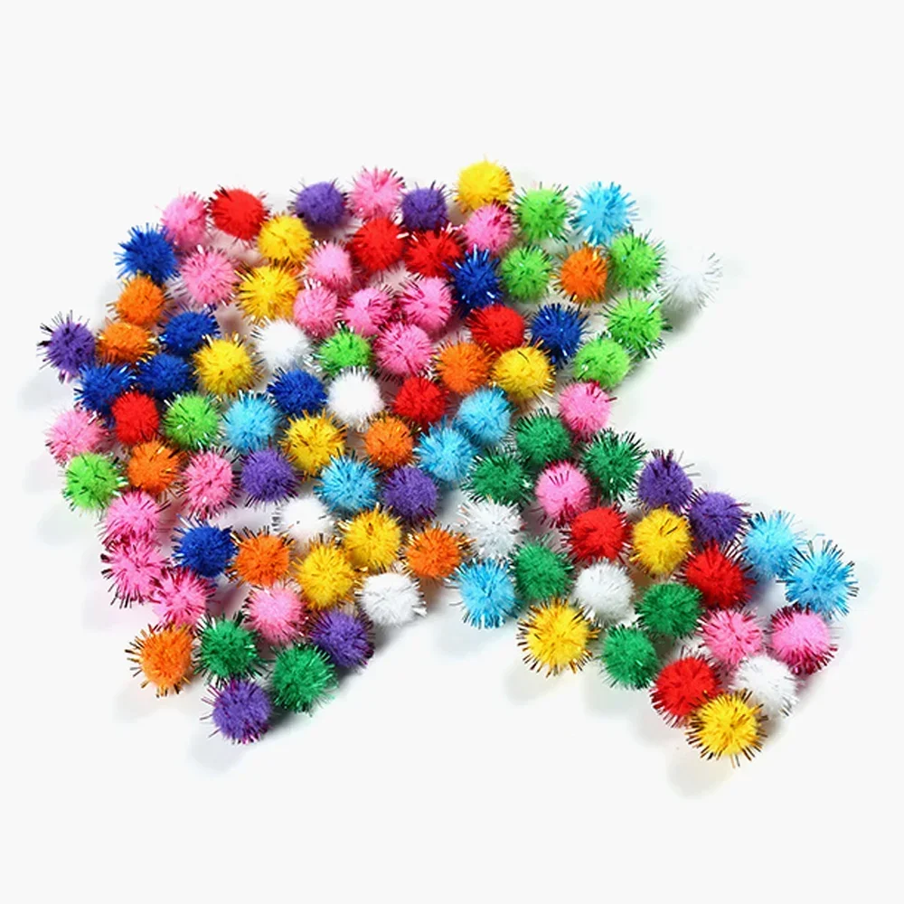 Glitter Balls Pompom Furry Balls Christmas Pom Poms Kids DIY Pompones Craft Supplies Handmade Decoration Materials