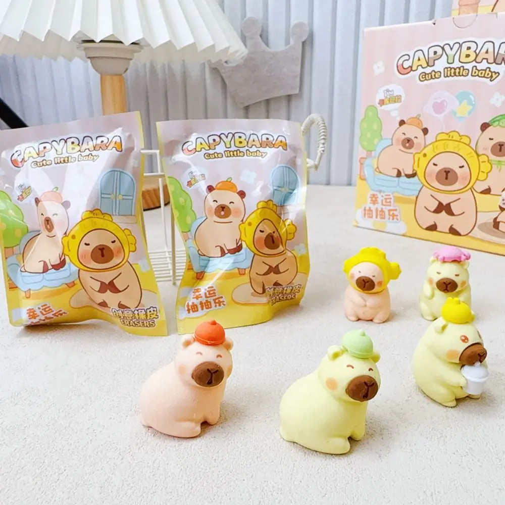 Cute Capybara Pencil Eraser Cartoon Birthday Gift Blind Bag Rubber Stationery Kids