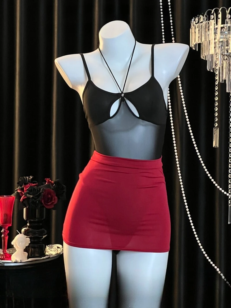 Secretary Style Halter Jumpsuit for Women,Sexy Cutout Bodycon Dress,Elegant Mature Uniform,Hot Girl Office Roleplay Outfit