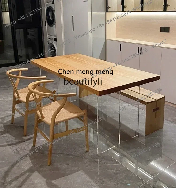 

182C Walnut Large Board Desk Acrylic Suspension Work Table Balcony Whole Board Black Walnut Walnut Ash Wood