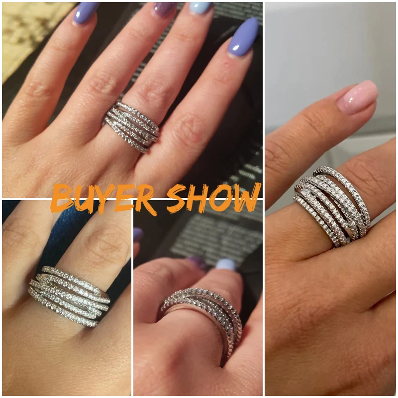 Huitan Luxury Cross Design Rings Full Paved CZ Stone Modern Fashion Sparkling Women\'s Rings Wedding Bands Jewelry Drop Shipping