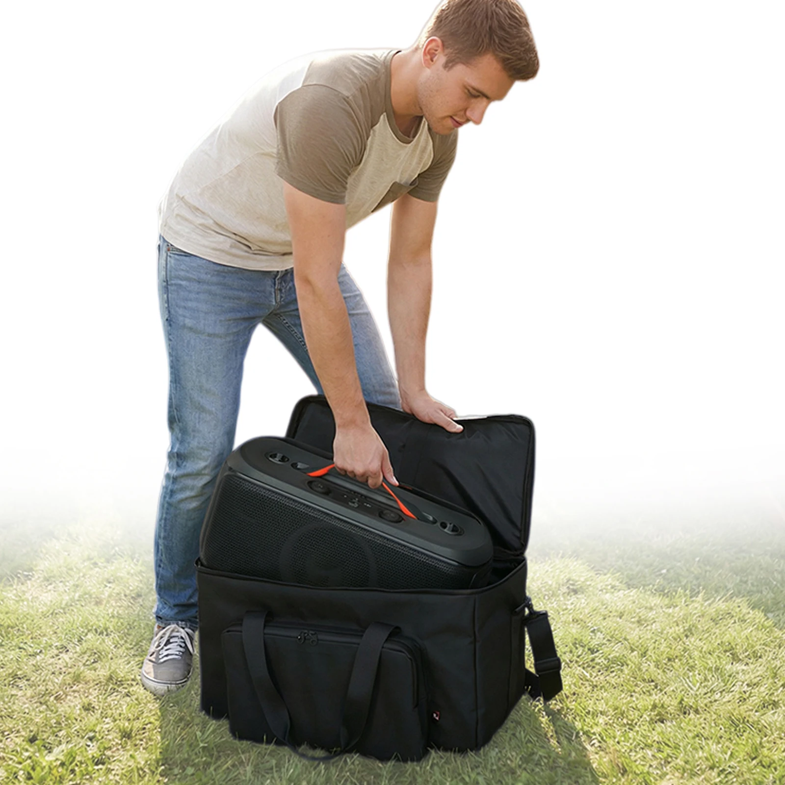 Protective Carrying Storage Case for  Partybox On The Go 1/2 Speaker Portable Storage Bag with Shoulder Strap Multi-Pocket
