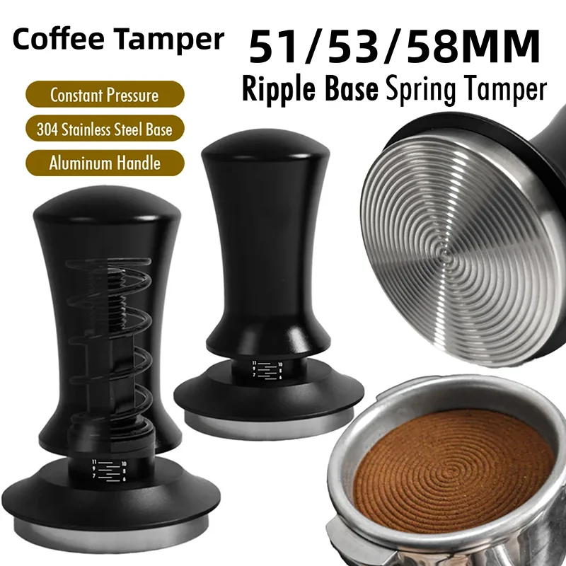 

Coffee Tamper 51mm 53mm 58mm Ripple Base Leveling Constant Pressure Calibrated Spring Espresso Maker Accsesories Barista Tools