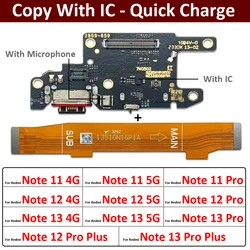 New For Xiaomi Redmi Note 11 12 13 Pro Plus 4G 5G USB Charger Charging Port Dock Connector Microphone Main Board Flex Cable