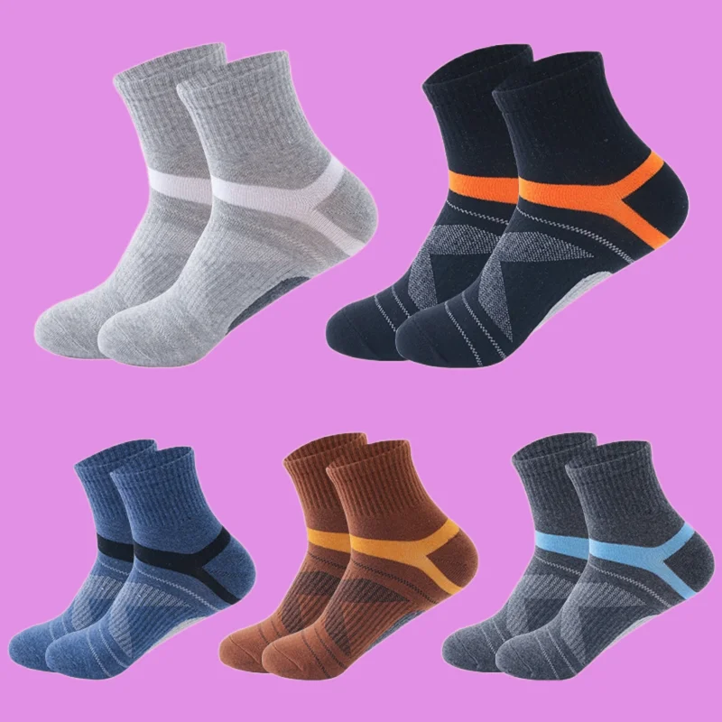 

5 Pairs New Top Quality Combed Cotton Men's Socks Casual Breathable Active Socks Man Stripe Long Casual Sock