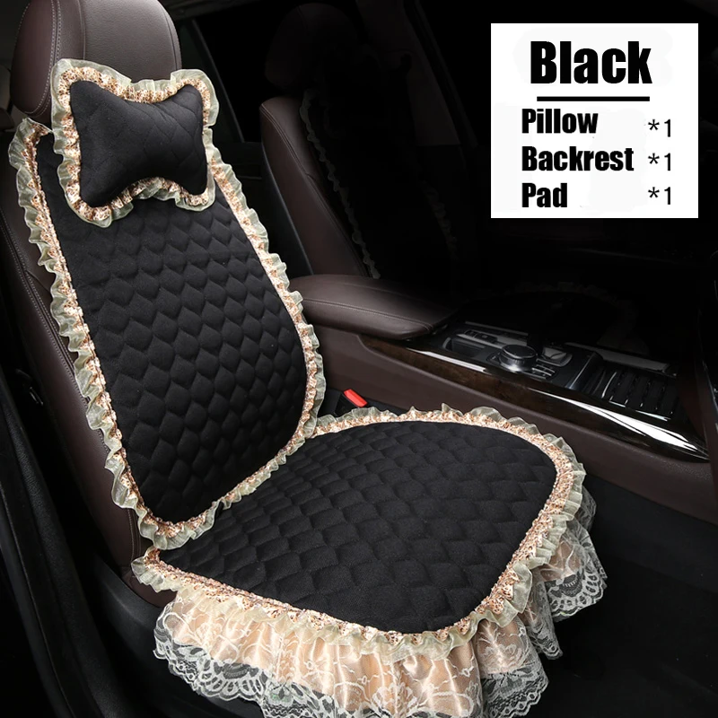 

Lace Flax Car Seat Cover Summer Cushion Auto Chair Front Seat Protector Mat Pad with Backrest and Pillow for Auto Truck Suv Van