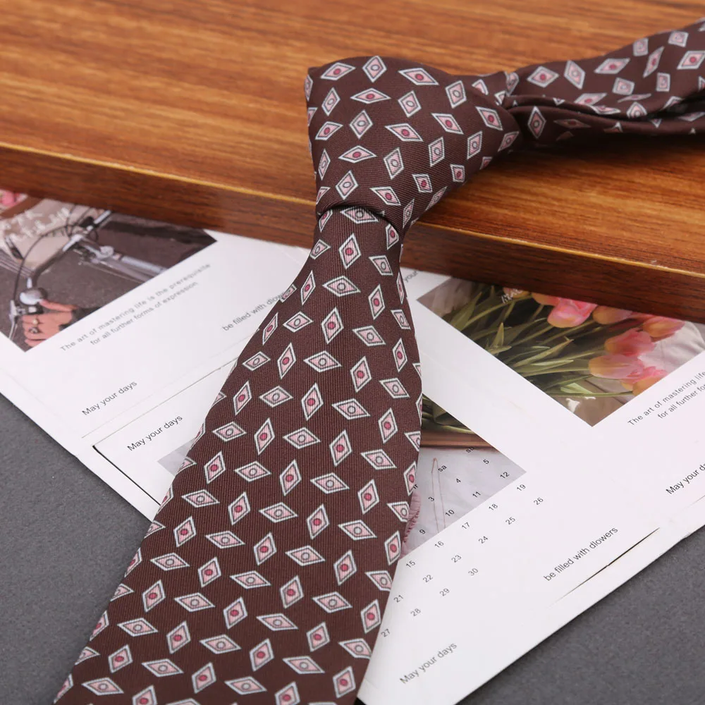 Weiche Herren-Krawatte aus Seidenimitat, bunt, 8 cm, Paisley-Blumen-Punktmuster, Business-Party-Krawatte, Accessoires, Geschenke – Detail 7