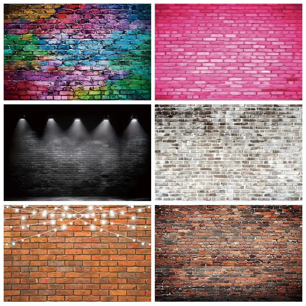 

MOON.QG Red Brick Wall Background Black Photo Studio Backdrop Home Birthday Party Decoration Product Photography Wallpaper Props