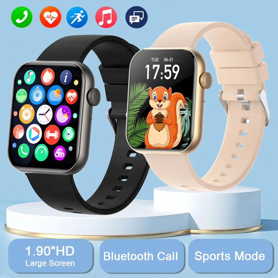 

2025 Новые Смарт-часы для мужчин, 1,9 дюйма, HD-экран, спортивный браслет с пульсометром, Bluetooth-вызов, водонепроницаемые умные часы для женщин, Android IOS-телефон