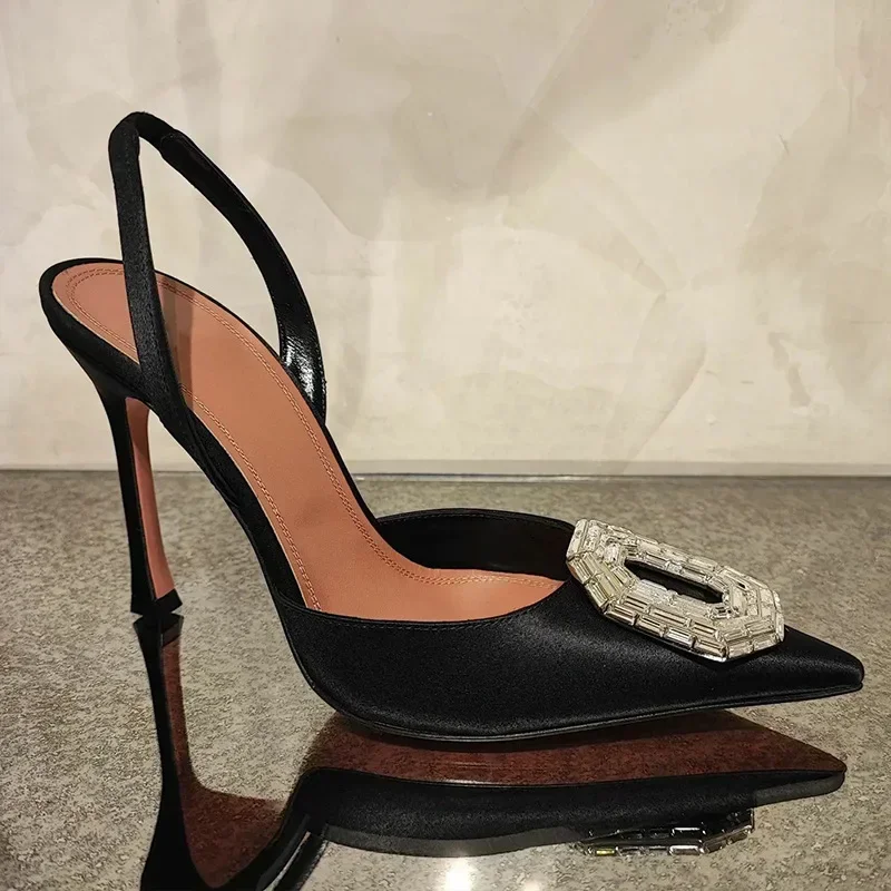 Women High Heels Water Diamond Buckle Toe Sandals New Pointed Thin Heel Hollow Banquet High Heels Platform Sandals Women Shoes