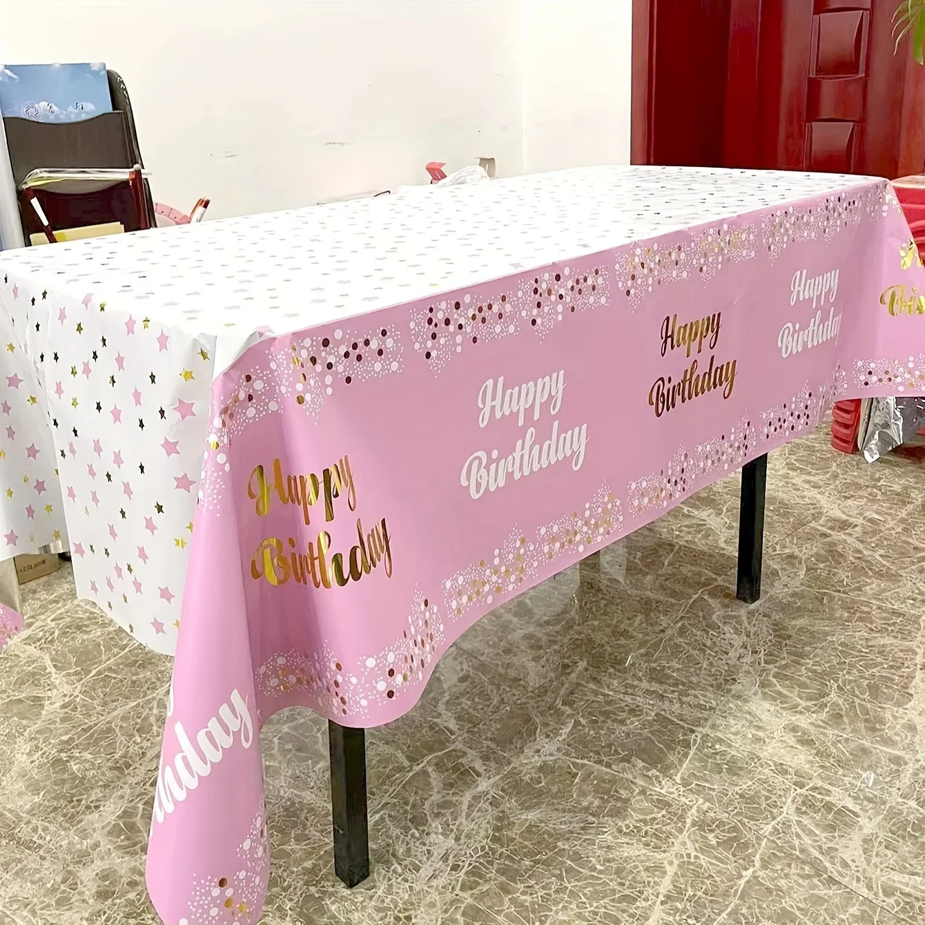 disposable roll up tablecloth, suitable for party gatherings, birthday party decoration, special oil-proof, waterproof leave-in