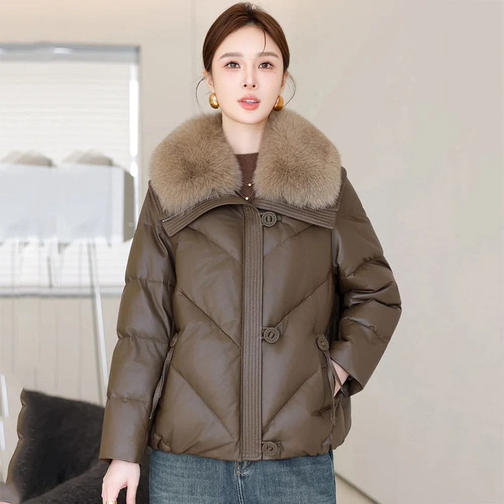 

Новые женские осенне-зимние парки из спилка, модные парки с меховым воротником, свободная талия, толстая теплая куртка, повседневная пуховая хлопковая куртка