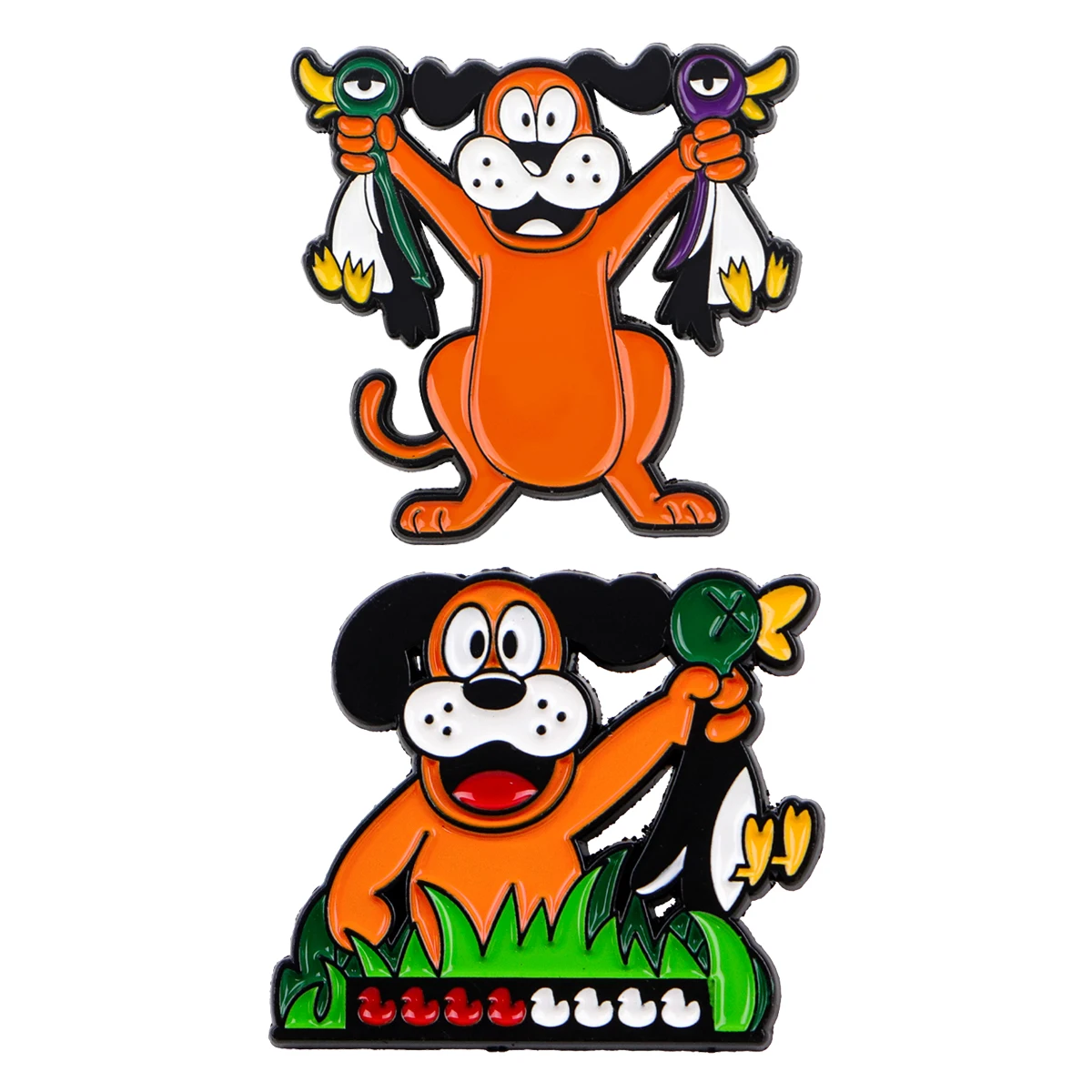 Funny Orange Dog and Duck Enamel Pins Metal Brooch Backpack Hat Bag Collar Lapel Badges Fashion Jewelry Collection Gift 2pcs/set