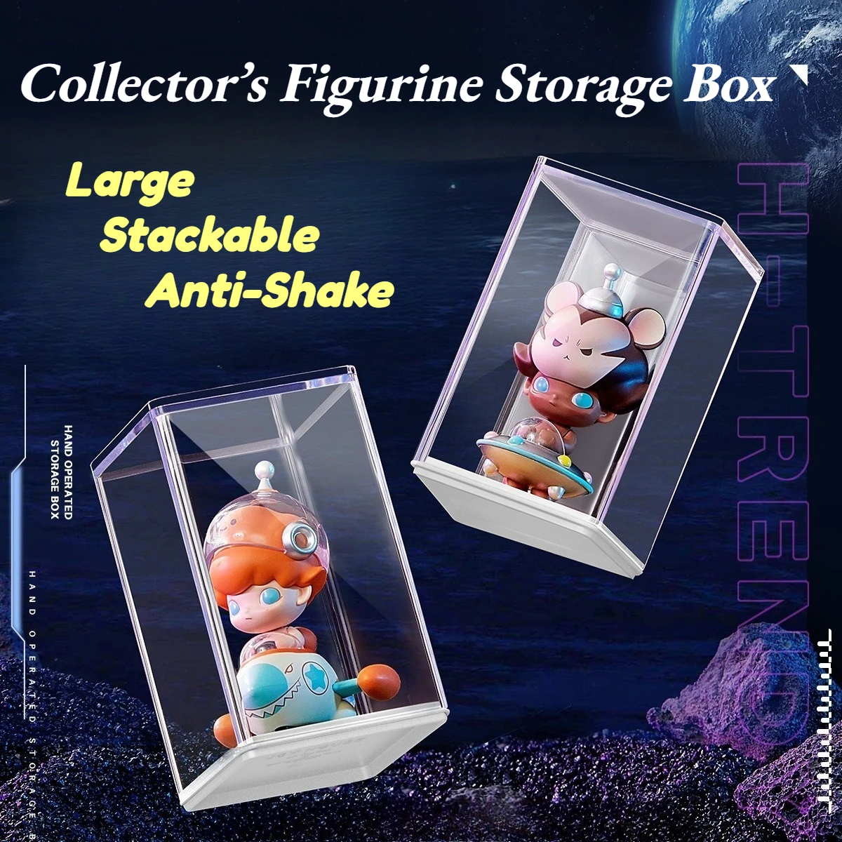 6pcs Blind Box Acrylic Organizer Dust-proof Stackable Desktop Display Storage for Figurines Toys Collectibles