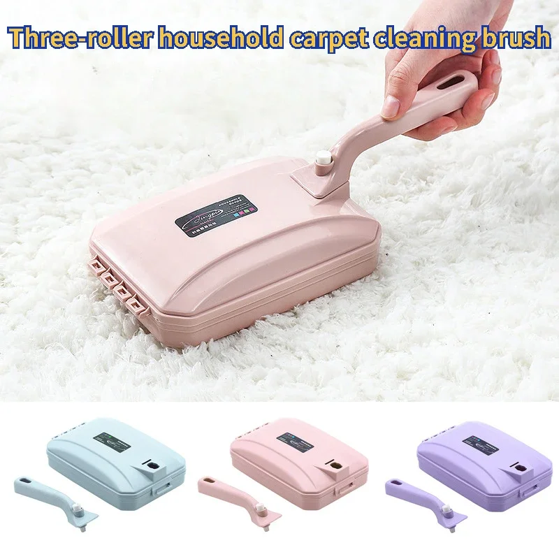 Drei Roller Pinsel Kopf Handheld Teppich Tisch Pinsel Kunststoff Kehrmaschine Krümel Schmutz Reiniger Werkzeug Hause Reinigung Pinsel Zubehör