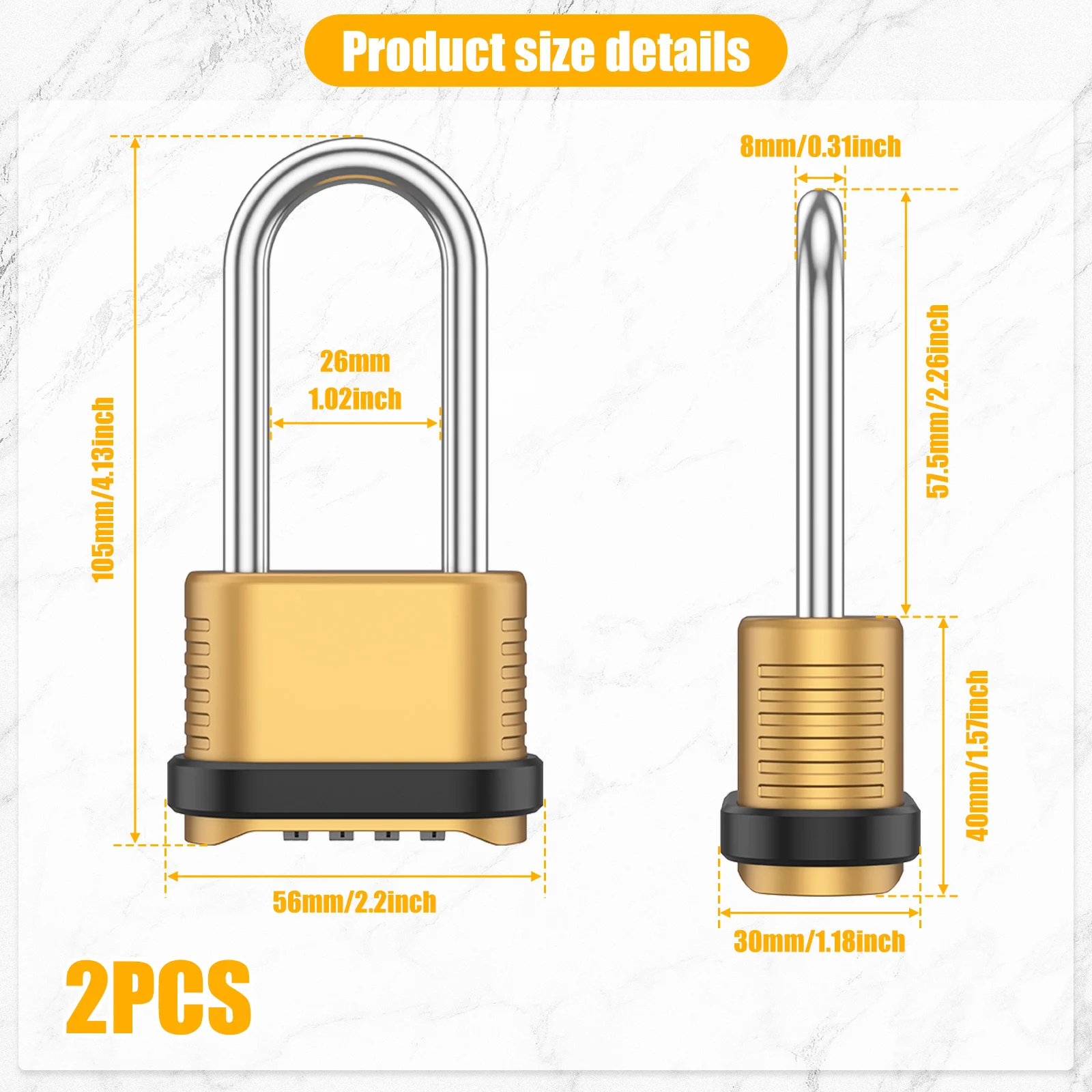 กุญแจรหัสแบบผสม 2/8 ชิ้น 4 หลั - U Lock Heavy Duty บทวิจารณ์และราคา